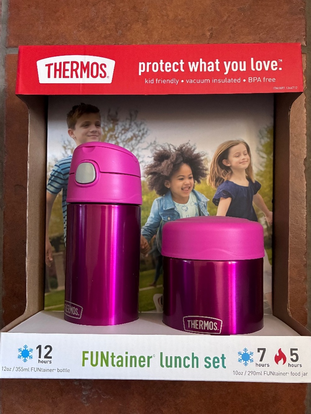 New 12oz FUNtainer Water Bottle & 10oz Food Jar Bundle - Pink